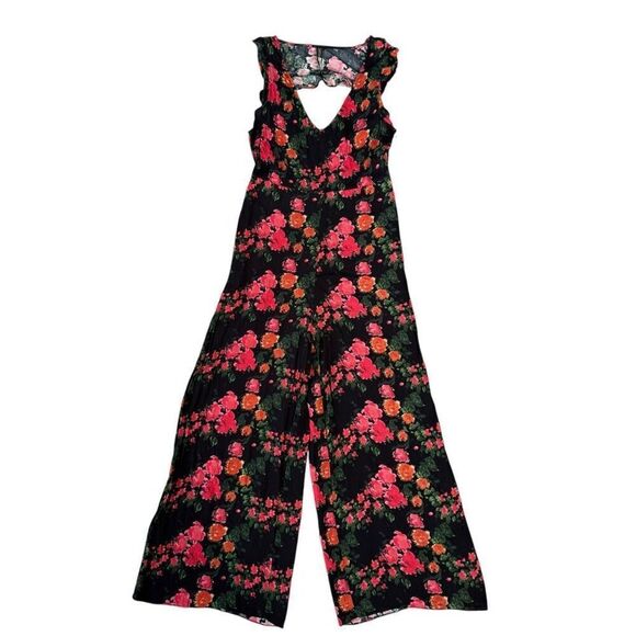 Anthropologie PLENTY TRACY REESE Laurete Floral Ruffle Wide Leg Jumpsuit size SP - Picture 2 of 10